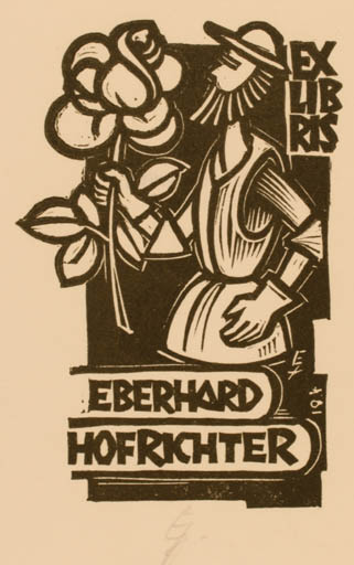 Exlibris by Erhard Zierold from Germany for Eberhard Hofrichter - Flower Don Quijote 