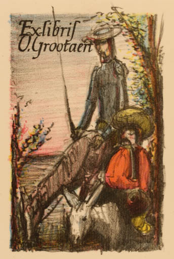 Exlibris by Raymond Verstraeten from Belgium for Oscar Grootaert - Don Quijote Horseman/Rider 