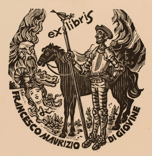 Exlibris by Oriol M. Divi from Spain for Francesco Maurizio - Don Quijote Horse 