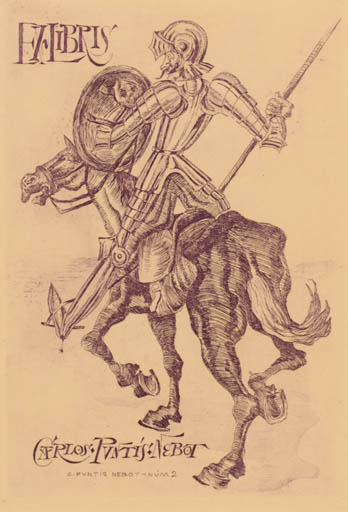 Exlibris by Carlos Puntis Nebot from Spain for Carlos Puntis Nebot - Don Quijote Horseman/Rider 