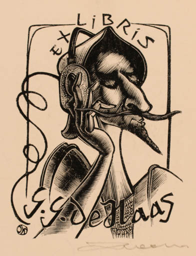 Exlibris by Jan Meeus from Belgium for ? Haas - Don Quijote Portrait 