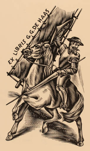 Exlibris by Guido Mariman from Belgium for G.G. De Haas - Don Quijote Horseman/Rider 