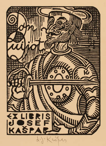 Exlibris by Ladislav J. Kaspar from Czechoslovakia for Josef Kaspar - Don Quijote 