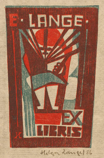 Exlibris by Helga Lange from Germany for Erika Lange - Woman 