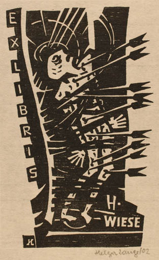 Exlibris by Helga Lange from Germany for Dr. Hermann Wiese - Man 