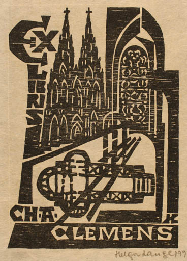 Exlibris by Helga Lange from Germany for Christoph A. Clemens - Church 