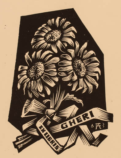 Exlibris by Antal Fery from Hungary for Gianni Mantero - Flower 