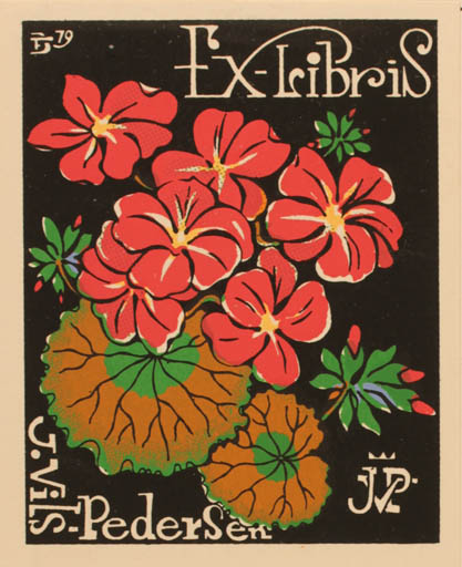 Exlibris by Eduardo Dias Ferreira from Portugal for Jørgen Vils Pedersen - Flower 