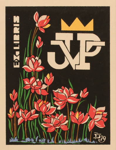 Exlibris by Eduardo Dias Ferreira from Portugal for Jørgen Vils Pedersen - Flower 