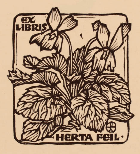 Exlibris by Otto Feil from Austria for Herta Feil - Flora 