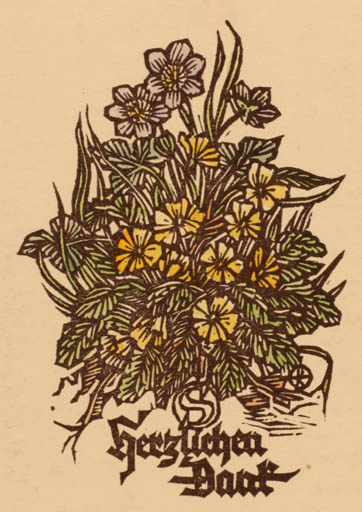 Exlibris by Otto Feil from Austria for ? S - Flower Flora 