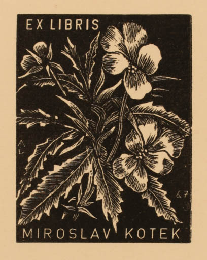 Exlibris by Antonin Dolezal from Czechoslovakia for Miroslav Kotek - Flora 