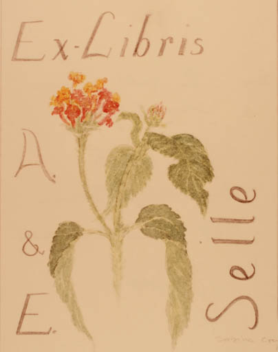 Exlibris by Sabina Csevi from Unknown for Erika & Andreas Selle - Flower Flora 