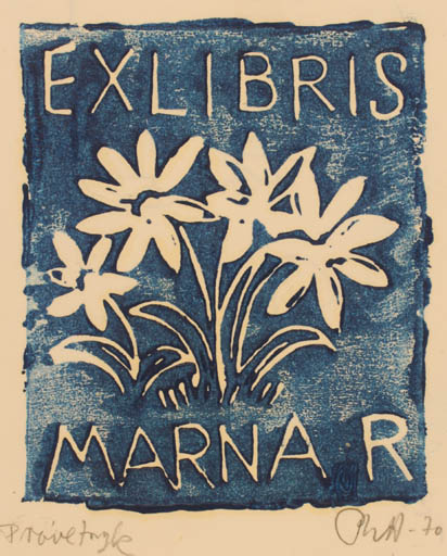 Exlibris by Peter Therkel Albrechtsen from Denmark for Marna Rasmussen - Flower Flora 