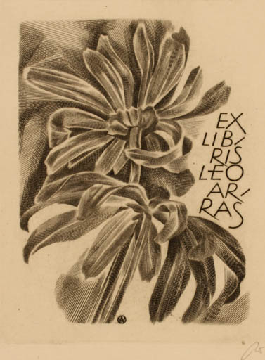 Exlibris by Wojciech Jakubowski from Poland for Leo Arras - Flower Flora 