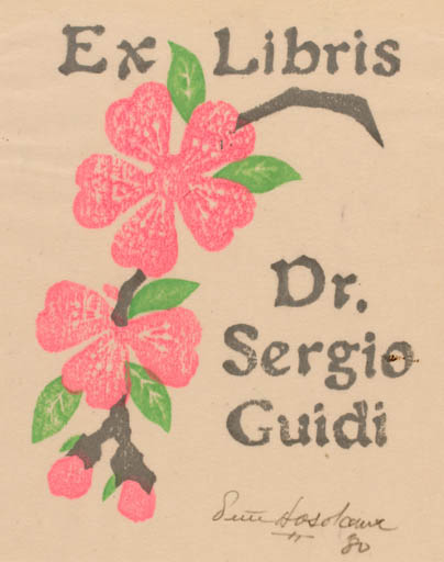 Exlibris by Peter F. Hosokawa from Japan for Sergio Guidi - Flower Flora 