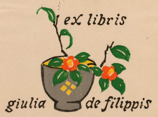 Exlibris by Peter F. Hosokawa from Japan for Giulia de Filippis - Flower Flora 