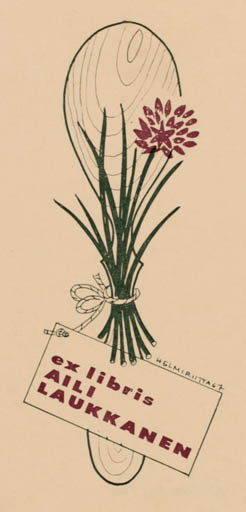 Exlibris by Helmiriitta Honkanen from Finland for Aili Laukkanen - Flower Flora 