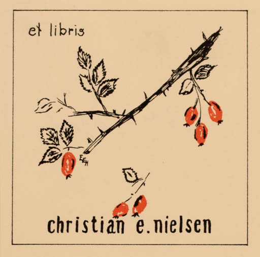 Exlibris by Edith Hjorth from Denmark for Christian E Nielsen - Flora 