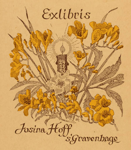 Exlibris by Bernhard Kuhlmann from Germany for Jossina Hoff´s Gravenhage - Flower Flora 