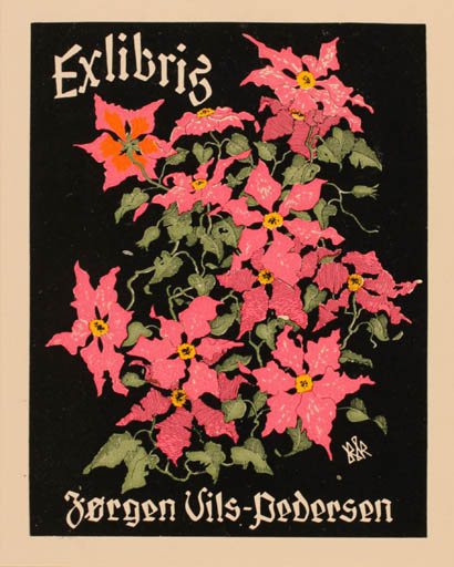 Exlibris by Bernhard Kuhlmann from Germany for Jørgen Vils Pedersen - Flower Flora 