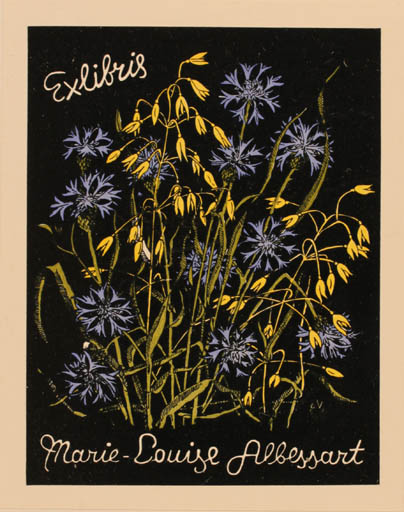 Exlibris by Bernhard Kuhlmann from Germany for Marie-Louise Albessart - Flower Flora 