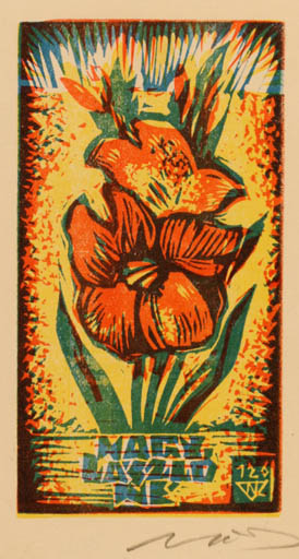 Exlibris by Laszlo Lazar Nagy from Hungary for Laszlo Lazar Nagy - Flower Flora 