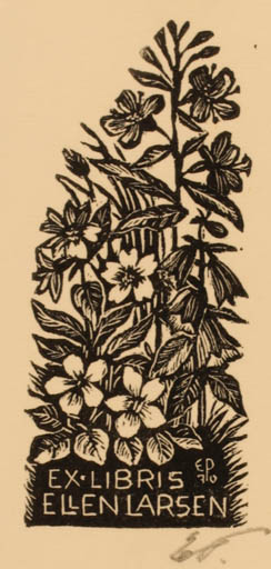 Exlibris by Edmund Peter from Denmark for Ellen Larsen - Flower Flora 