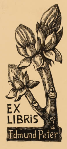 Exlibris by Edmund Peter from Denmark for Edmund Peter - Flower Flora 