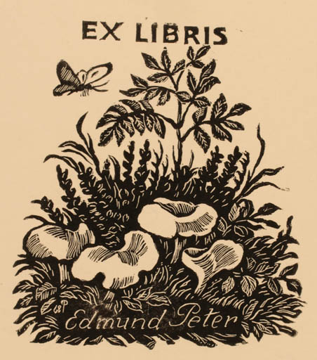 Exlibris by Edmund Peter from Denmark for Edmund Peter - Flower Flora Butterfly 