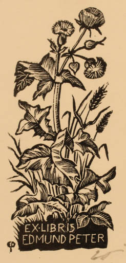 Exlibris by Edmund Peter from Denmark for Edmund Peter - Flower Flora 