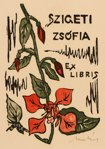 Exlibris by Tibor Moskal from Hungary for ? ? - Flower Flora 