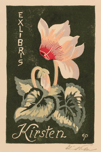 Exlibris by Edmund Peter from Denmark for ? Kirsten - Flower Flora 