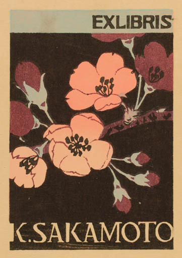 Exlibris by Kieko Tsurusawa from Japan for K Sakamoto - Flower Flora 