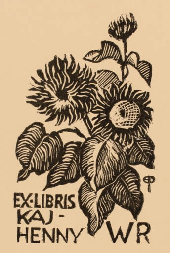 Exlibris by Edmund Peter from Denmark for Kaj & Henny Welsch Riis - Flower Flora 