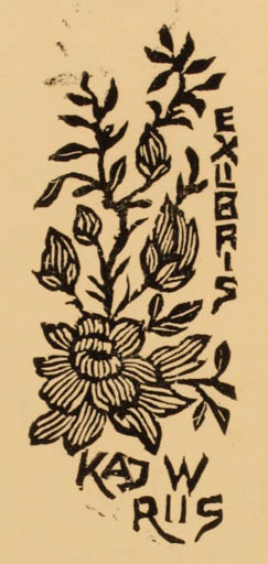 Exlibris by Edmund Peter from Denmark for Kaj Welsch Riis - Flower Flora 