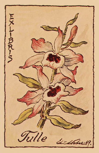 Exlibris by Edmund Peter from Denmark for Tulle Due Nielsen - Flower Flora 