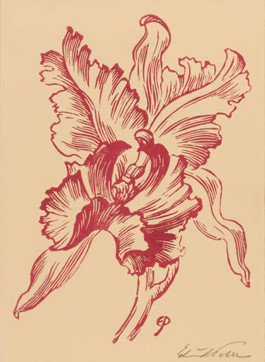 Exlibris by Edmund Peter from Denmark for ? ? - Flower Flora 