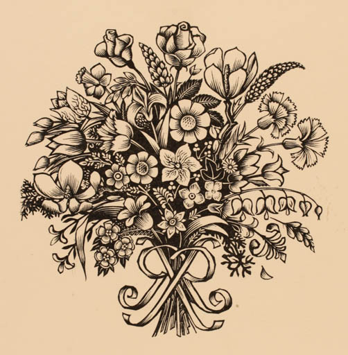 Exlibris by Pam Georg Rueter from Netherland for R. R. Rueter - Flower Flora 