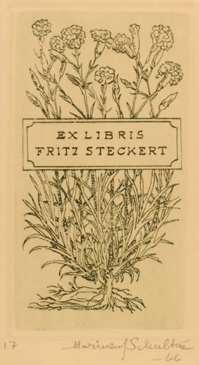 Exlibris by Marius af Schultén from Finland for Fritz Steckert - Flora 