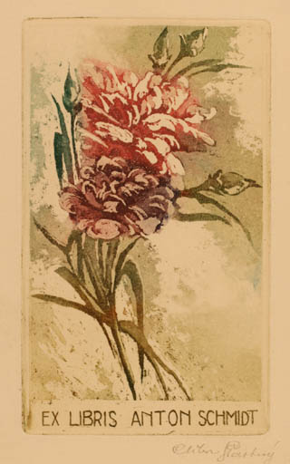 Exlibris by Ctibor Stastny from Czechoslovakia for Anton Schmidt - Flower Flora 