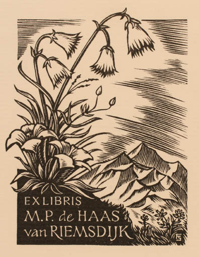 Exlibris by Franz Stummvoll from Austria for M.P. De Haas Van Riemsdijk - Mountain Flower Flora 