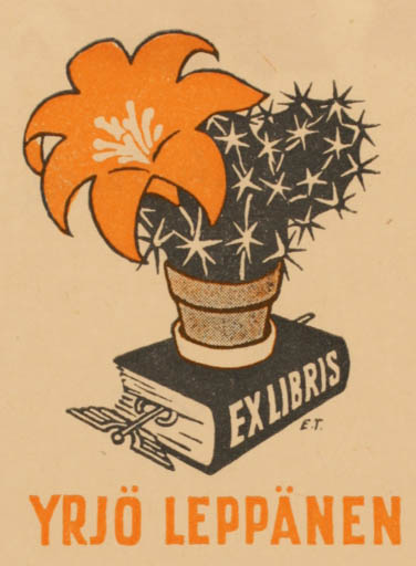 Exlibris by Erkki Tanttu from Finland for Yrjö Leppänen - Flower Book Flora 