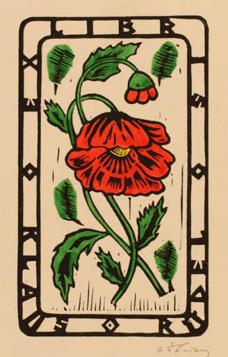 Exlibris by Olav Vihuri from Estonia for Klaus Rödel - Flower Flora 