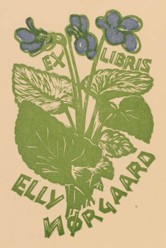 Exlibris by Kàroly Andrusko from Yugoslavia for Elly Nørgaard - Flower Flora 