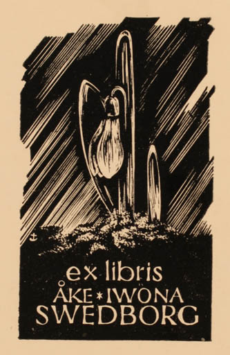 Exlibris by ? ? from Unknown for Åke Iwona Swedborg - Flower Flora 