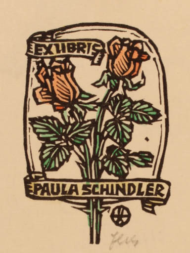 Exlibris by Otto Feil from Austria for Paula Schindler - Flora 