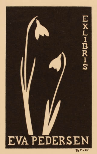 Exlibris by Thomas Pedersen from Denmark for Eva Pedersen - Flower Flora 