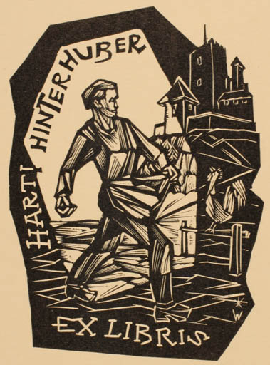 Exlibris by Remo Wolf from Italy for Harti Hinterhuber - Working Man 