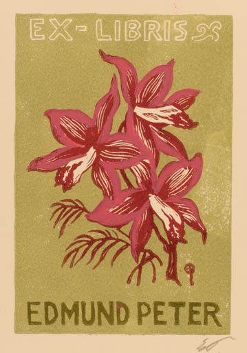 Exlibris by Edmund Peter from Denmark for Edmund Peter - Flower Flora 